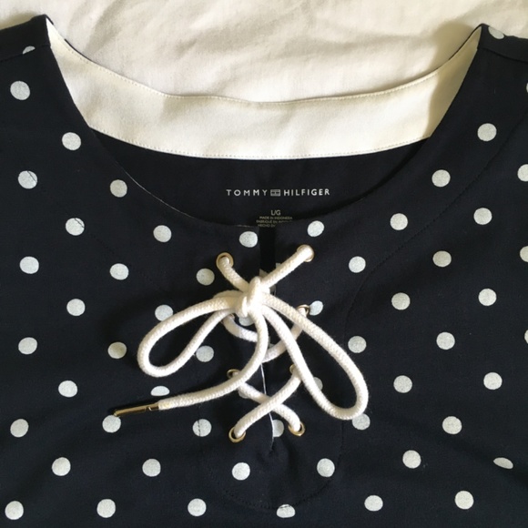 Tommy Hilfiger black and white polka dot cotton dress. Size L. - Picture 5 of 8